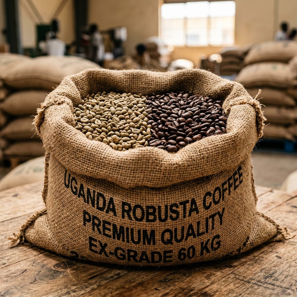 Vishmi direct sourcing burlap sacks of green coffee beans